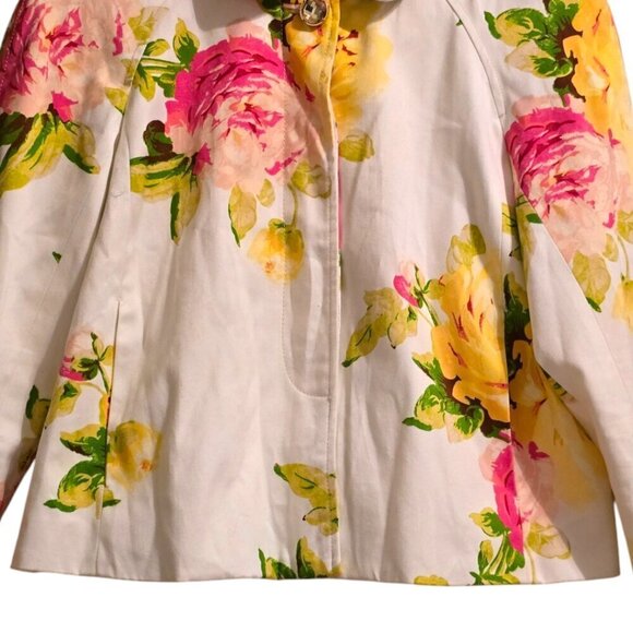 Juicy Couture White Bloomed Print Floral Jacket Sz M - Picture 3 of 15